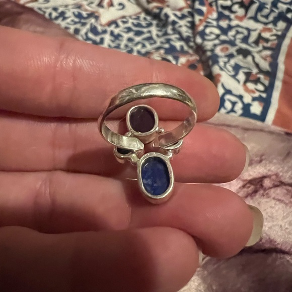 Lapis Lazuli Amethyst 6.5 Sterling Silver Ring - Picture 4 of 7